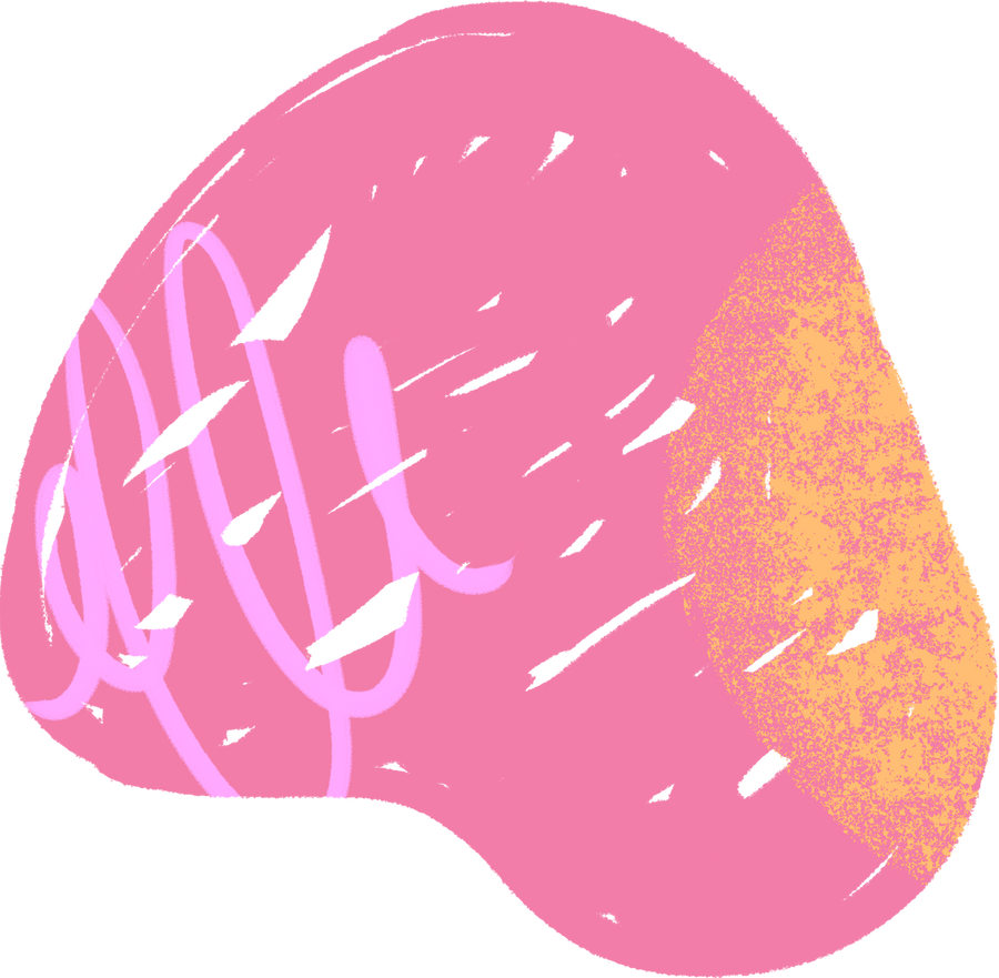 Vibrant Pink Blob Mixed Media Abstract Shape